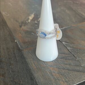 It’s Simply A Moment lab created Blue Chalcedony on Rhodium plating